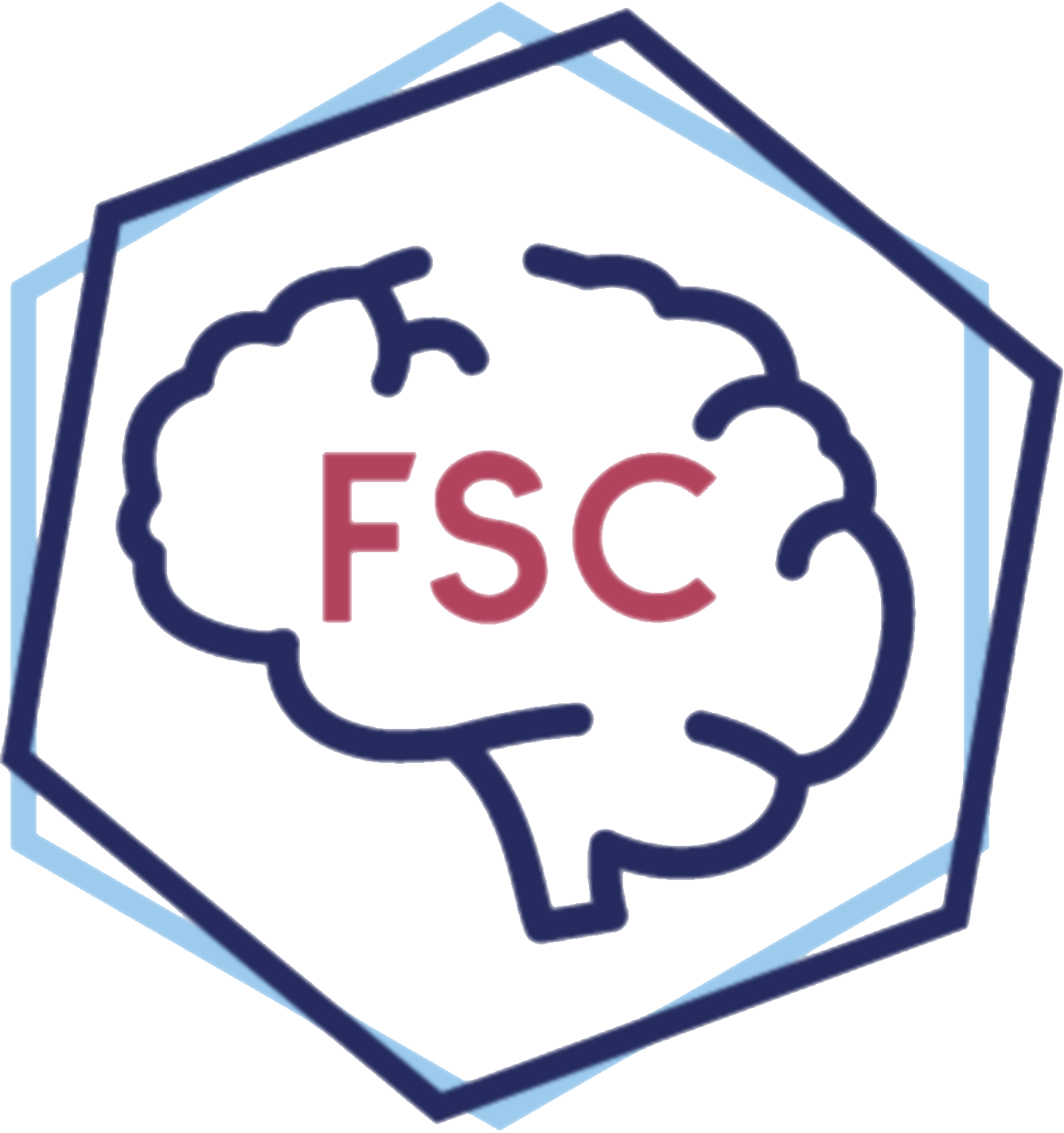 logo des forums des sciences cognitives avec deux hexagones entremêlés, un cerveau et les lettres FSC