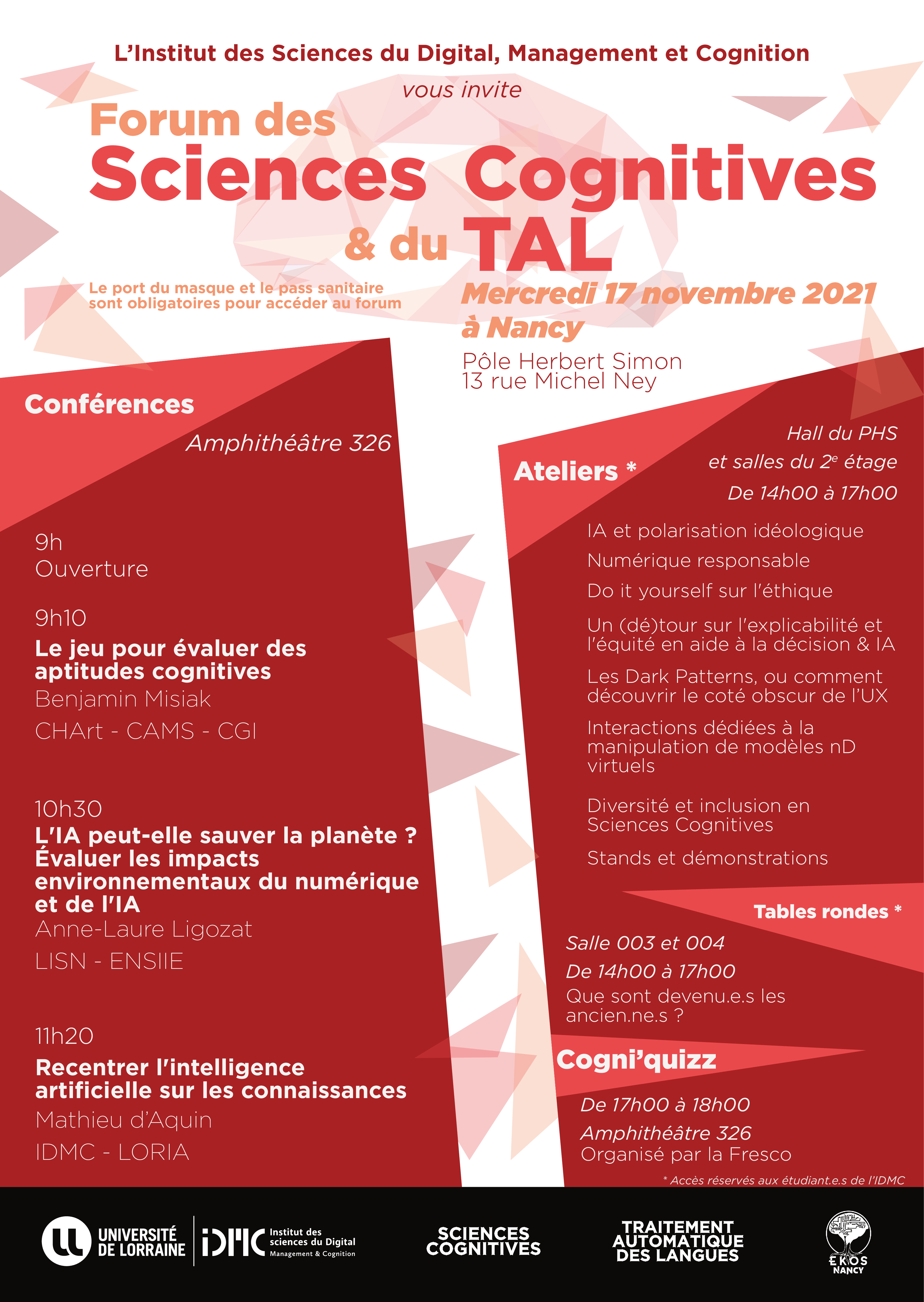 Affiche du forum des sciences cognitives de Nancy 2021